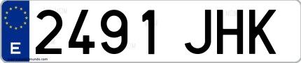 Ejemplo de matrícula española 2491 JHK