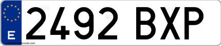 Ejemplo de matrícula de coche ordinaria 2492 BXP