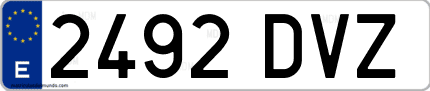 Ejemplo de matrícula de coche ordinaria 2492 DVZ