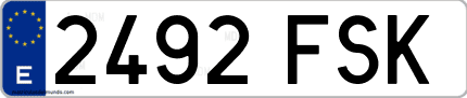 Ejemplo de matrícula de coche ordinaria 2492 FSK
