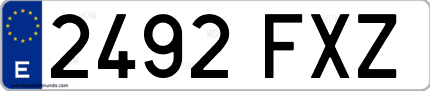 Ejemplo de matrícula de coche ordinaria 2492 FXZ