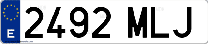 Ejemplo de matrícula de coche ordinaria 2492 MLJ