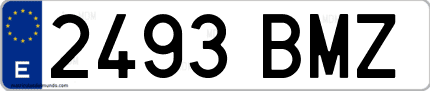 Ejemplo de matrícula de coche ordinaria 2493 BMZ