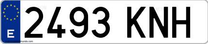 Ejemplo de matrícula de coche ordinaria 2493 KNH