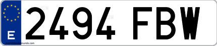 Ejemplo de matrícula de coche ordinaria 2494 FBW