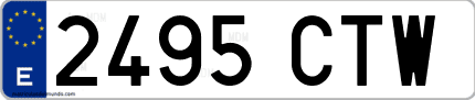 Ejemplo de matrícula de coche ordinaria 2495 CTW