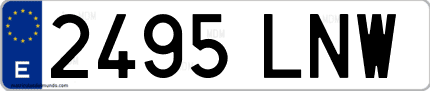 Ejemplo de matrícula de coche ordinaria 2495 LNW