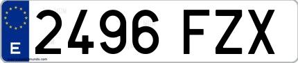 Ejemplo de matrícula española 2496 FZX