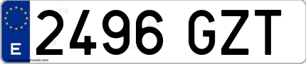 Ejemplo de matrícula de coche ordinaria 2496 GZT