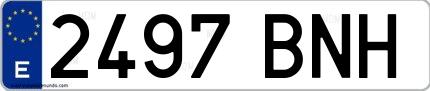 Ejemplo de matrícula española 2497 BNH