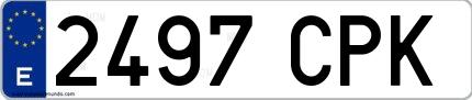 Ejemplo de matrícula española 2497 CPK