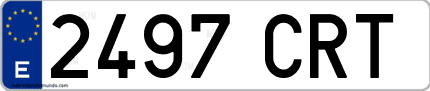 Ejemplo de matrícula de coche ordinaria 2497 CRT