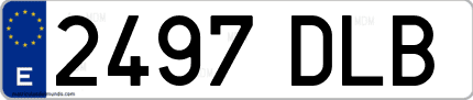 Ejemplo de matrícula de coche ordinaria 2497 DLB