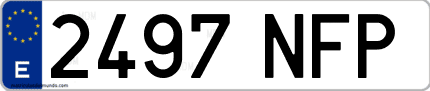 Ejemplo de matrícula de coche ordinaria 2497 NFP