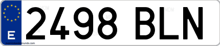 Ejemplo de matrícula de coche ordinaria 2498 BLN