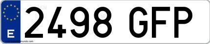 Ejemplo de matrícula española 2498 GFP
