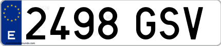 Ejemplo de matrícula de coche ordinaria 2498 GSV