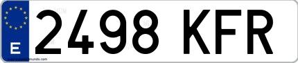 Ejemplo de matrícula española 2498 KFR