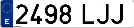 Ejemplo de matrícula de coche ordinaria 2498 LJJ