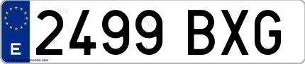 Ejemplo de matrícula española 2499 BXG