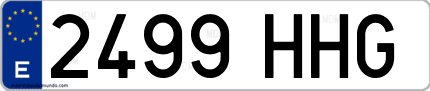 Ejemplo de matrícula de coche ordinaria 2499 HHG