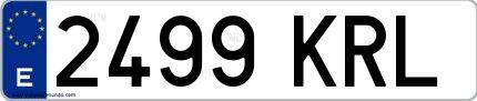 Ejemplo de matrícula española 2499 KRL