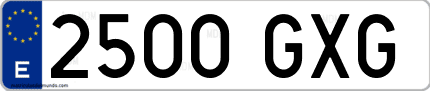 Ejemplo de matrícula de coche ordinaria 2500 GXG