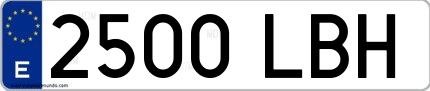 Ejemplo de matrícula española 2500 LBH