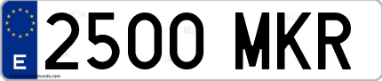 Ejemplo de matrícula de coche ordinaria 2500 MKR