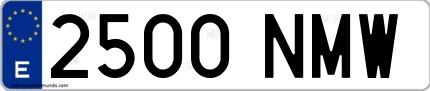 Ejemplo de matrícula española 2500 NMW