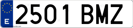 Ejemplo de matrícula de coche ordinaria 2501 BMZ