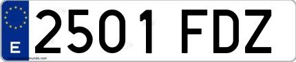 Ejemplo de matrícula española 2501 FDZ