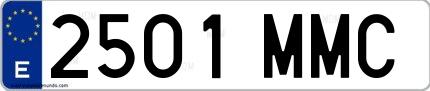 Ejemplo de matrícula española 2501 MMC