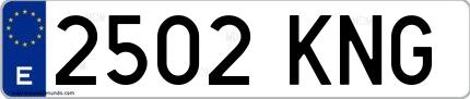 Ejemplo de matrícula española 2502 KNG