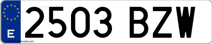 Ejemplo de matrícula de coche ordinaria 2503 BZW