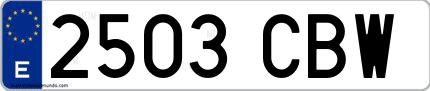 Ejemplo de matrícula española 2503 CBW