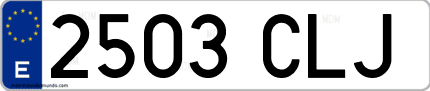 Ejemplo de matrícula de coche ordinaria 2503 CLJ