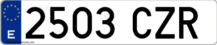 Ejemplo de matrícula de coche ordinaria 2503 CZR