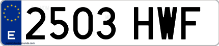 Ejemplo de matrícula de coche ordinaria 2503 HWF