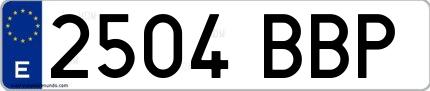 Ejemplo de matrícula española 2504 BBP