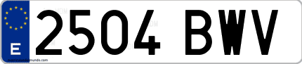 Ejemplo de matrícula de coche ordinaria 2504 BWV