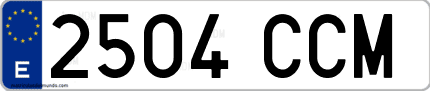 Ejemplo de matrícula de coche ordinaria 2504 CCM
