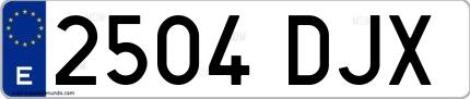 Ejemplo de matrícula española 2504 DJX
