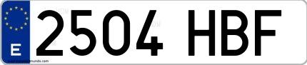 Ejemplo de matrícula española 2504 HBF