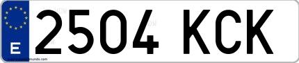 Ejemplo de matrícula de coche ordinaria 2504 KCK