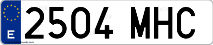 Ejemplo de matrícula de coche ordinaria 2504 MHC
