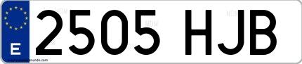 Ejemplo de matrícula española 2505 HJB