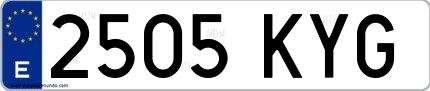 Ejemplo de matrícula española 2505 KYG