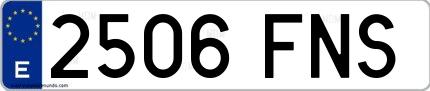 Ejemplo de matrícula española 2506 FNS
