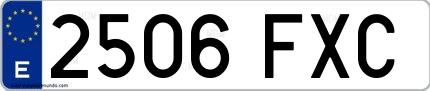 Ejemplo de matrícula española 2506 FXC